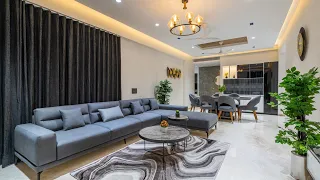 4 BHK Rivera Blues Design By Parisar Studio #livingroom #veneer