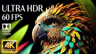 4K HDR 60fps Dolby Vision with Animal Sounds & Calming Music (Colorful Dynamic)