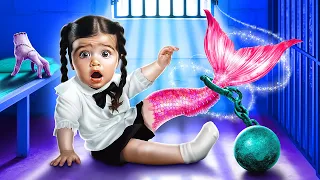 Wednesday Addams Makeover in Jail! From Wednesday to Mermaid!