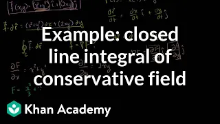 Example of closed line integral of conservative field | Multivariable Calculus | Khan Academy