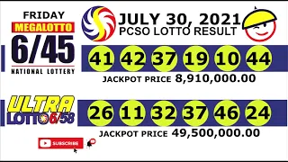 LOTTO RESULT TODAY JULY 30, 2021 FRIDAY