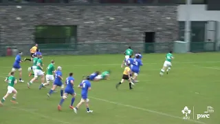 Ihechi Oji scores Ireland U19's first try v France U19 Apr 2022