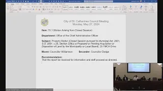 City of St. Catharines Council Meeting - May 27, 2024