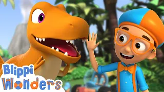 Blippi's Pet T-Rex! | Blippi Wonders| Learn ABC 123 | Fun Cartoons | Moonbug Kids | Blippi Cartoon