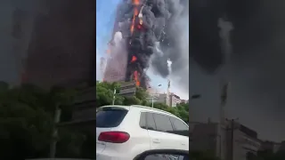 China Telecoms building fire, like a doomsday movie. Changsha City, Hunan.