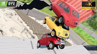 Satisfying Car VS Stairs Jump Extreme Tes Suspension Crash #29 BeamNG drive