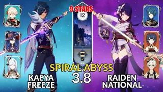 New 3.8 Spiral Abyss│Kaeya Freeze & Raiden National |Floor 12 - 9 Stars| Genshin Impact