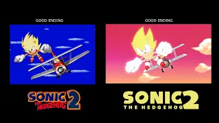 SONIC THE HEDGEHOG 2 GOOD ENDING (1992 / 2022) SIDE BY SIDE COMPARISION