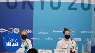 Team GB swimmers speak to media after winning medley relay gold