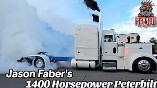 Jason's 1400 Horsepower custom Peterbilt burnouts and smoke stacks a definite head turner