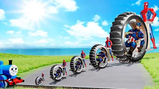 Big & Small Monowheel with Captain America vs Train | BeamNG.Drive