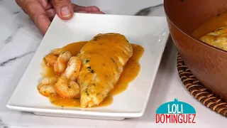 MERLUZA CON GAMBAS A LA MARINERA🤩. Una receta fácil, rápida y económica y deliciosa.