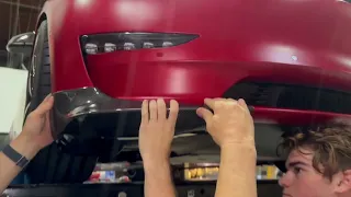 Installation of our Model 3 Front Lip Splitter Gen  2  - 3 Piece Style, Real Molded Carbon Fiber