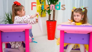 friends learn and her school day. Friendship story