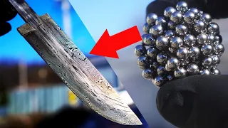 Damascus blade out of small ball bearing and twist damascus