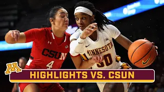 CSUN at Minnesota | Highlights | Big Ten Women's Basketball | Nov. 22, 2023