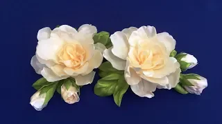 Ribbon flowers.Gardenia/Flores de cintas.Gardenia/Цветы из лент.Гардения