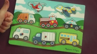Melissa & Doug Transport/Vehicles Puzzle / Fun Learning Video FOR KIDS
