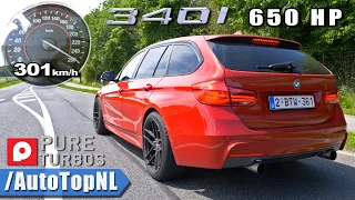 650HP BMW 340i F31 Pure Turbos *CRAZY* 0-300 Sound POV on Autobahn