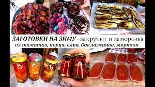 Заготовки на зиму сезонных овощей! Закрутки и заморозка! Перец, помидоры, баклажаны, сливы, морковь!