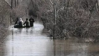 Уральске дачи из-за паводка уходят под воду. ДО “Вишенка - 3”. 8 апреля. 2024г. Река Чаган