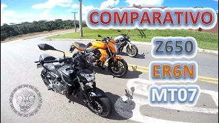 ARRANCADA ENTRE Z650, ER6N e MT07