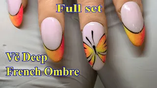 Butterfly Nail Art For Beginner - Cách Vẽ French Ombre Full Set