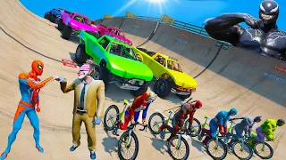 Swap Cars and Bikes Parcour Epic Challenge Off-Road Car Driving Game GTA V mods #spiderman