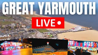 🔴 Great Yarmouth LIVE - Golden Mile Seafront TOUR at Sunset & Night