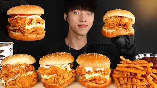 ASMR MUKBANG Chicken sandwich & French fries Eating Sounds (NO TALKING)