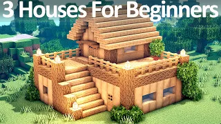 3 Houses For Beginners!! Oak Wood Starter House For Survival Minecraft Tutorial #23