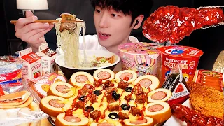 ASMR MUKBANG Convenience store food, pizza, ramen, kimbap, chicken, sandwich, eating