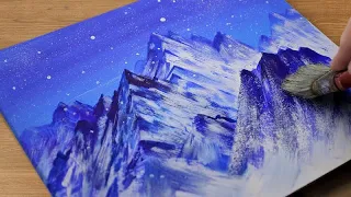 Painting Snowy Mountains | Cool Acrylic Painting Technique