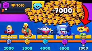 NONSTOP to 7000 TROPHIES Without Collecting TROPHY ROAD! Brawl Stars