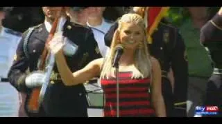 Jessica Simpson singing National Anthem [AT&T National Golf] 7/2/2009