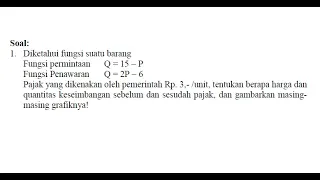 Latihan Soal Pajak : Penerapan Fungsi Linear dalam Ekonomi