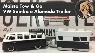 [MMT DIECAST] VW Samba Van & Alameda Trailer - Maisto Tow & Go