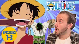 My First Time Reaction to ONE PIECE! | Episodes 1-3