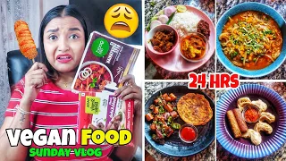 Vlog - Eating VEGAN FOOD for 24 Hours Challenge - Cooking PLANT BASED MEAT - Food Challenge INDIA