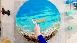 Ocean Resin With Plaster Rocks Demonstration (Tutorial Timelapse)