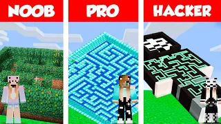 Minecraft Battle: NOOB vs PRO vs HACKER : MAZE BUILD HOUSE CHALLENGE / Animation