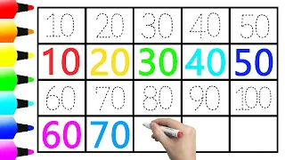 Learn Numbers Write 10, 20, 30, 40, 50, 60, 70, 80, 90, 100 Easy For Kids - Ks Art