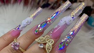 WATCH ME WORK| 3XL ELEGANT GLITTER NAILS | USING NEW MERMAID ACRYLIC