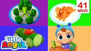 Colorful Vegetable Dinner | Little Angel Color Songs & Nursery Rhymes | Learn Colors & Shapes