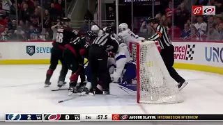 Lightning and Hurricanes get into a scrum