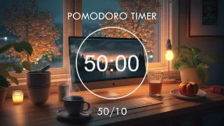 8-Hour Study with me ~ Pomodoro 50/10 📚 Peaceful Evening with a warm cup of coffee 📚 Focus Station