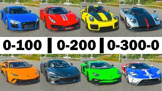 FH4 Acceleration Battle | Aventador SV, Pista, 720S, Huracán, Audi R8, Ford GT, 911 GT2 RS & Zonda!