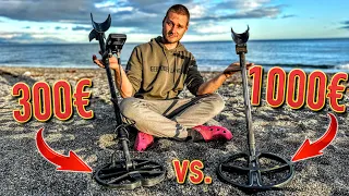 Welcher METALLDETEKTOR findet mehr GELD & SCHMUCK am STRAND?! (1000€ vs. 300€ Schatzsuche)