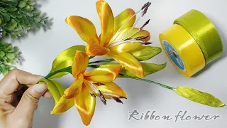 DIY | How to make satin ribbon flower easy | ribbon flower lily