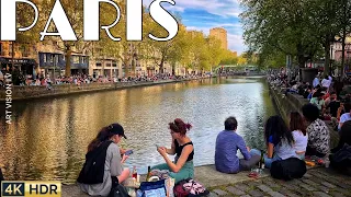 🇫🇷[PARIS 4K] WALK IN PARIS "1HOUR PARIS CANAL SAINT MARTIN WALK" (4K60 FPS VERSION) 24/APRIL/2024